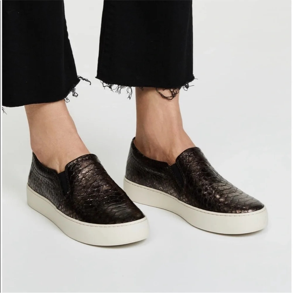 Frye metallic pewter sneakers